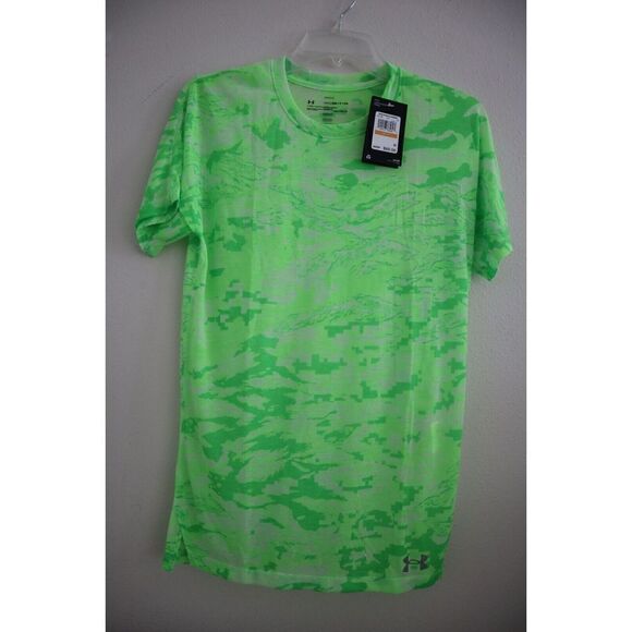 Under Armour 1361466 162 Men's Sz S Green Fitted Heat Gear Breeze Run S/S Shirt - Picture 1 of 4